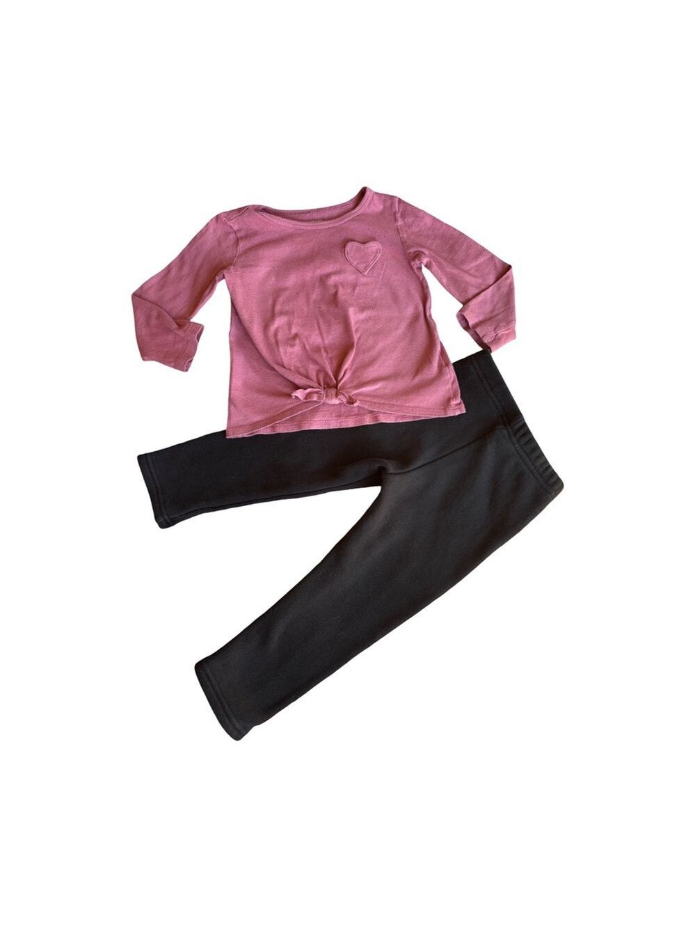 Carter's Pink Long Sleeve Tee Soft Cotton and black sweats 2T (3 for $12 item)